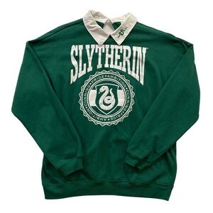 Harry Potter Wizarding World Slytherin Green Crewneck Sweatshirt White Collar S